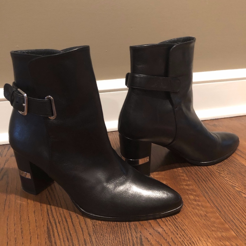 Black Leather ankle Booties